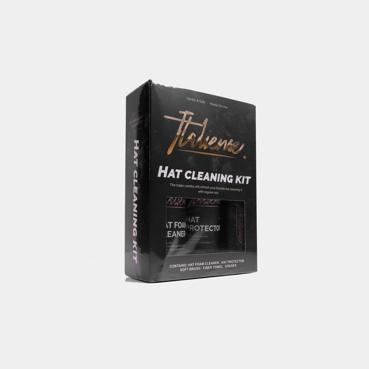 Italiense hat cleaning kit box shown at an angle