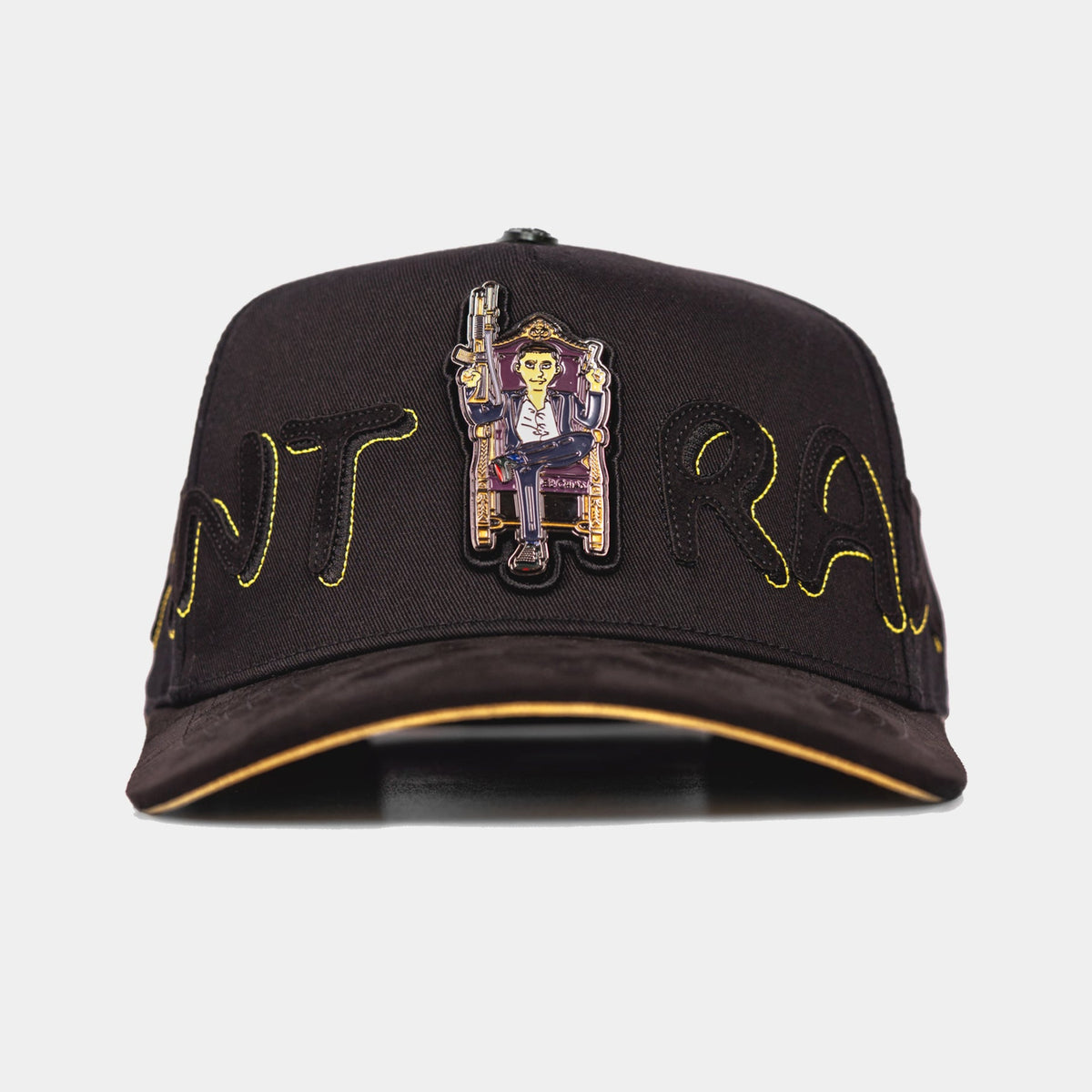 ANTRX Chino 5.7 Black Hat by Italiense, front character patch view