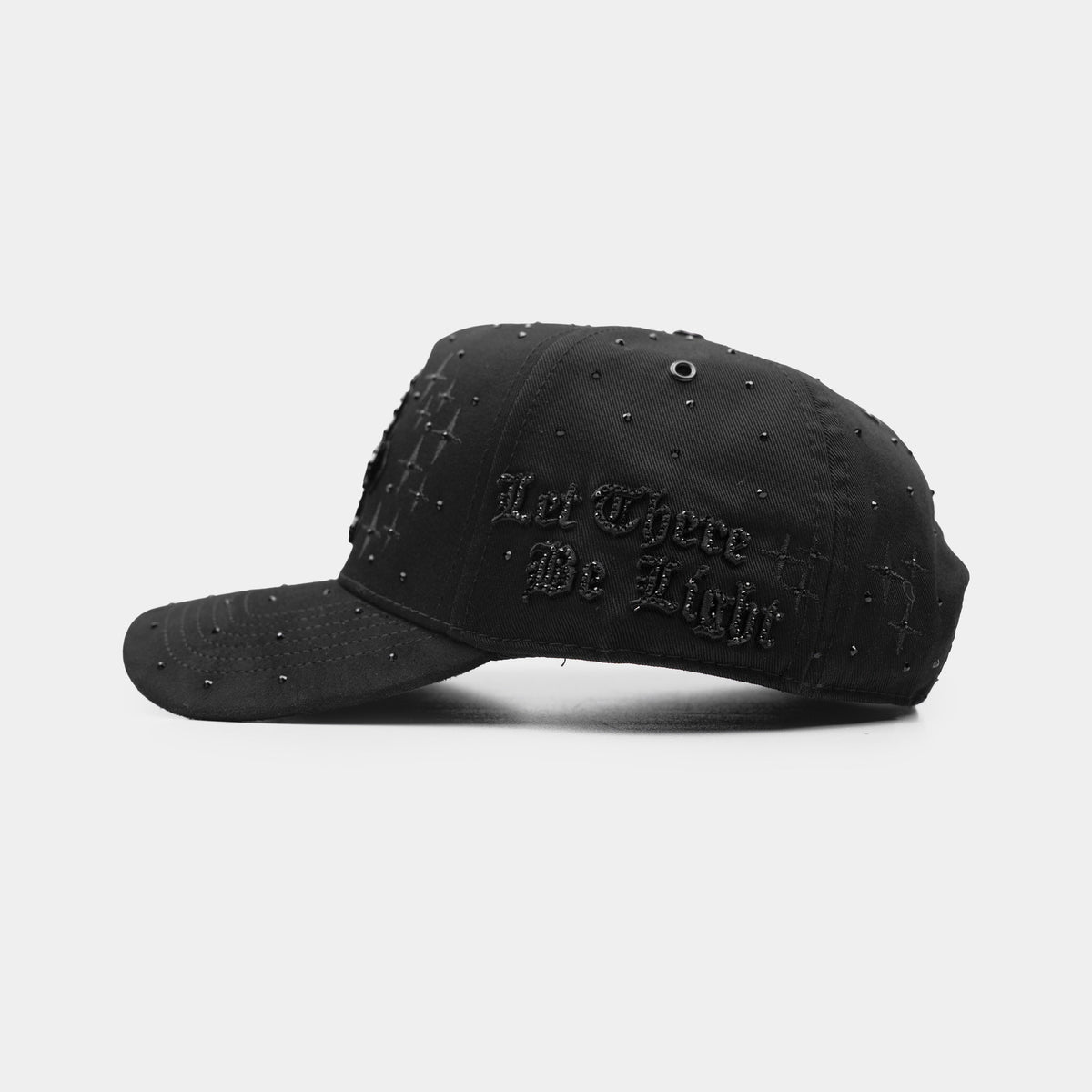 111 Cruces Black & Silver Hat by Italiense, side lettering view
