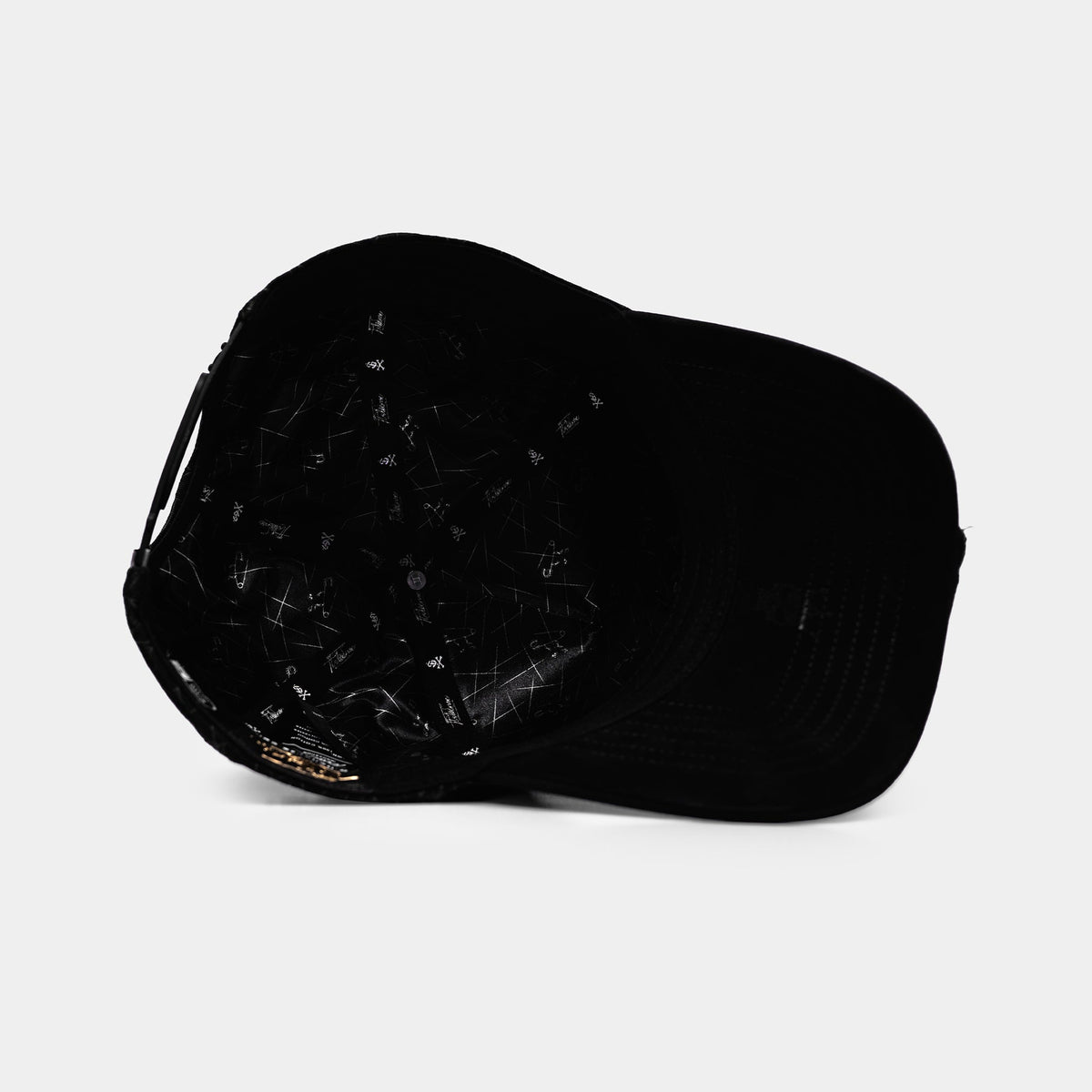 Born Broke Die Rich Black Hat by Italiense, interior and underbrim view