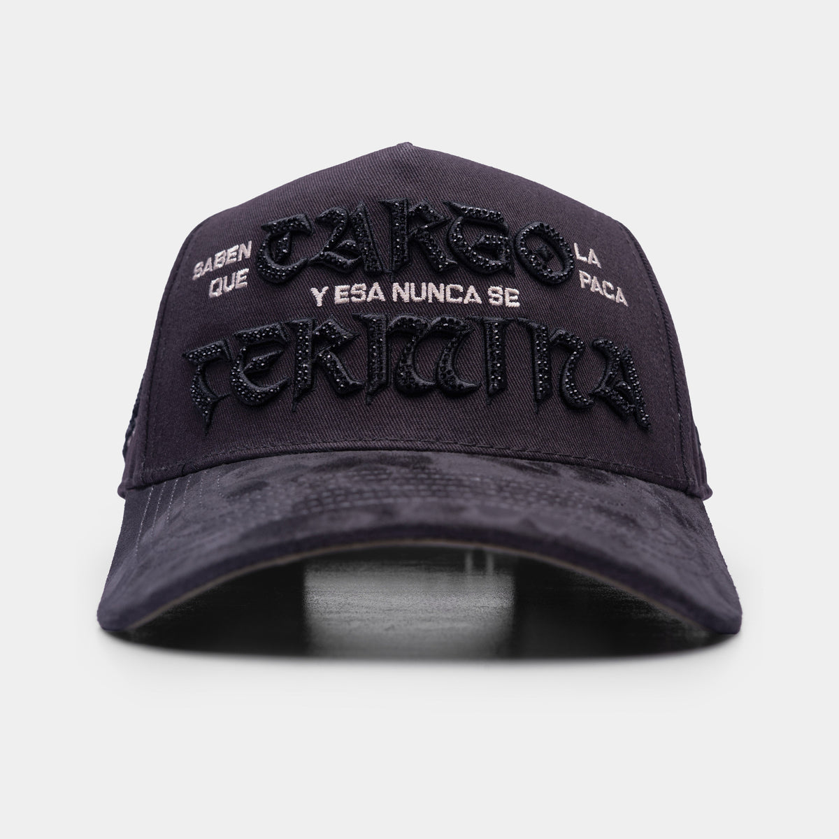 Las Pacas Gray Hat by Italiense, front lettering view