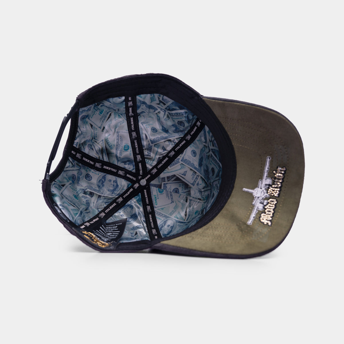 Las Pacas Gray Hat by Italiense, interior and underbrim view