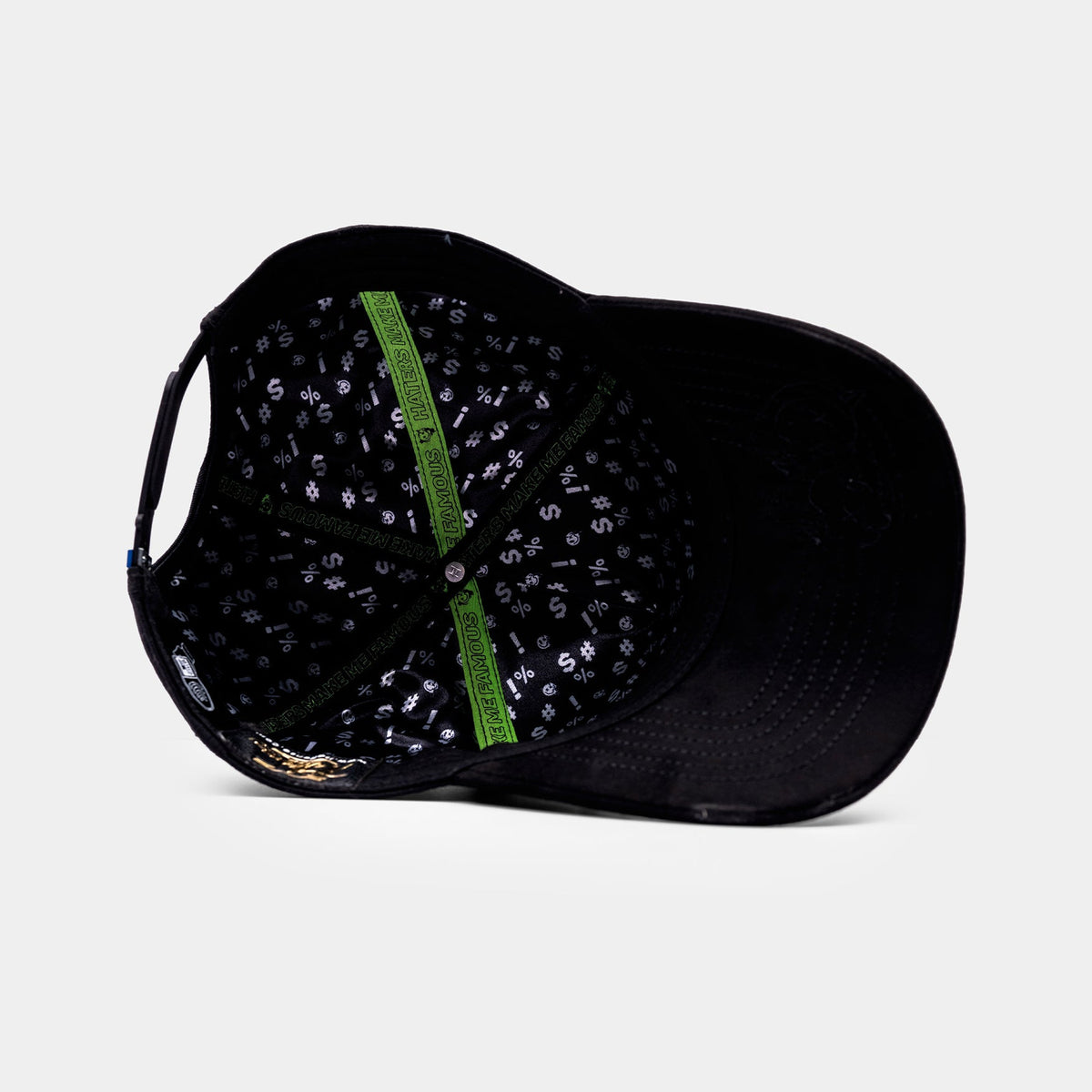 Haters Make Me Famous Black Hat by Italiense, interior and underbrim view